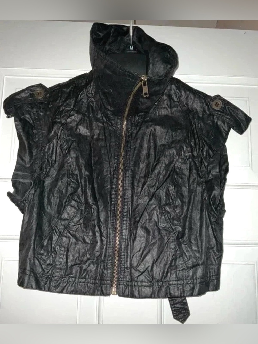 Forever 21 Black Short-Sleeve Zip Motorcycle Vest